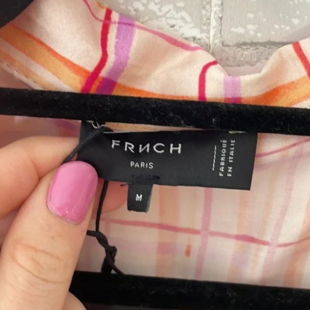 NWT FRNCH Chelly Windowpane Plaid Short Sleeve Shirt - Picture 5 of 14